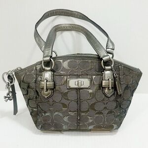 Vintage Coach Shoulder Bag Metallic Green/ Silver Seafoam Green Satin interior